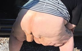 Pissing Whore in the Woods in the Car Door Wide Open Getting Caught She&#039;s a Hoping