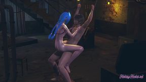 Jinx from League of Legends gets her pussy licked and a sloppy blowjob in