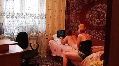 Her huge strapon owns him deep