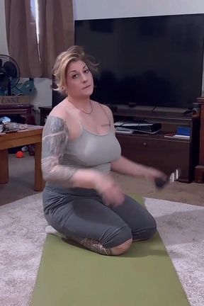 Stepmommy's Sweaty Yoga Tease - Caught Stroking Blowjob Reward