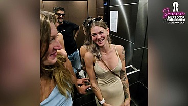 Best friends share a random guy from the streets in Barcelona