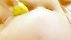 My girlfriend loves it when I shove phallic objects into her asshole