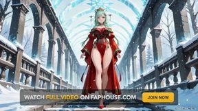 Green-haired Goddess in Red Gown Kneels in the Crystal Hall, Magic Spells &amp; Sensual Glances!