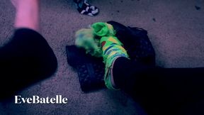Neon Green Stinky Hiking Socks Peeled Off POV FemDom Humiliation