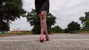 Red High Heels Outdoors