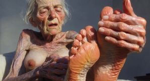 Granny Foot Oil Play - Self Massage Makes Her Horny and Dripping