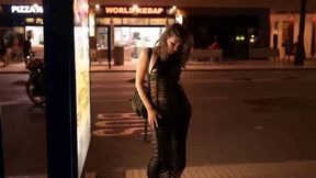 Ellie out and about in a mesh dress