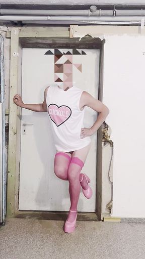 Cuckold Husband in Pink Stockings