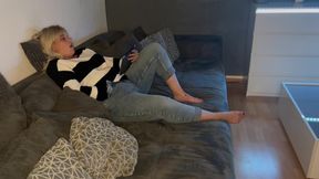 Masturbation While Watching Porn Multiple Orgasms Satisfyer Fingering Wet on Couch Solotime Time for Me