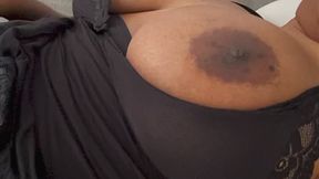 Busty Ebony's Huge Tits During Massage Tool Session