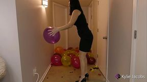 Hallway Balloon Pop Dress and Heels