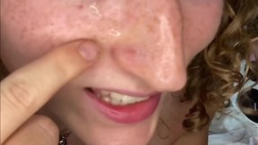 Sissy self-facial ejaculation