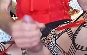 Amateur cd jerks off his pierced cock and dildoing deep