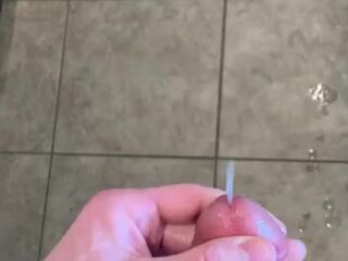 Tip play - Frenulum massage. Biggest spunk fountain.