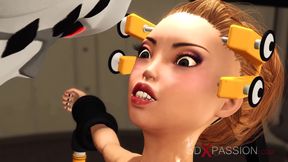 Hard sex in the sci-fi lab! Hot blonde in restraints gets fucked by an alien