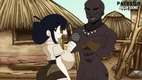 Big-dicked men gang surrounds Audrey for gangbanging