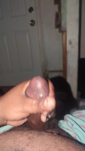 Jerking my skied and horned up edged bbc and shooting cum