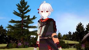 genshin impact yaoi - kazuha handjob to aether - sissy crossdress japanese asian manga anime game porn