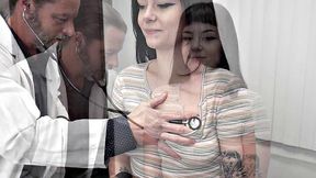 Cute patient throat doctor in a 3some