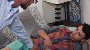 Stepdaddy gives a change to stepson to fuck his hole