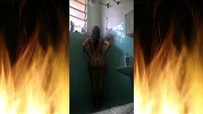 jade taking a nice shower while waiting for her husband to arrive with a friend from work to have sex with her
