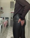 leathersissyass sissy in leather leggings begging for fuck