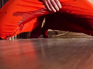 The ally in red panties urinated himself !!!