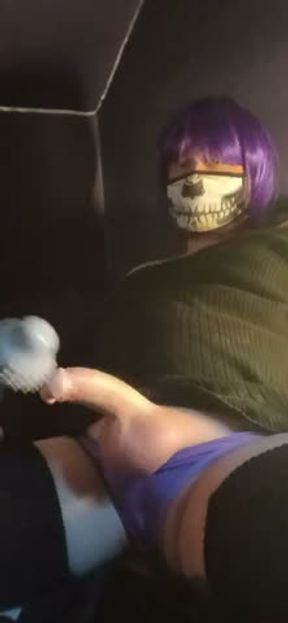 Explosive orgasm from massager with Raven LeTrap