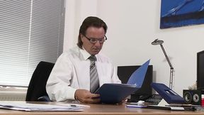 Pretty blonde applies for the job and gets the boss fucked and sucked