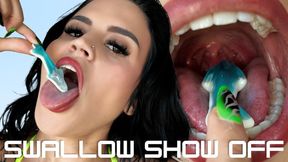 Swallow Show Off: POV Gummy Shark Swallow Whole Vore Tease, Upclose Mouth, Burping Ft Raquel Roper 4K