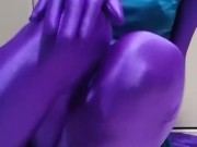 Japanese Zentai Crossdresser wearing Satin Dress