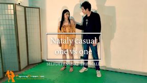Nataly casual one VS one selfdefense at the wall