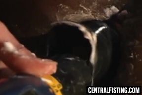 Simon Cox's ass drilled by brendan austen's dildo