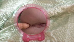 Hot MILF Wants Anal. She Likes to Watch the Reflection and Cum with Sex Toy When the Husband Leaves for Work