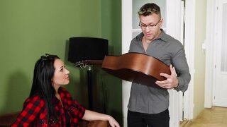 The babe came for the guitar lesson but she wants something else