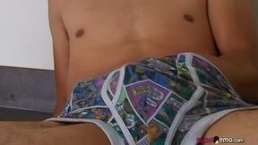 Naughty emo twink Dylan James strips undies and jerks off
