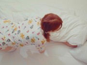Wake-Up FootJob Cum on White Stockings | Amateur Redhead Ginger PAWG Teen