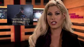 fishnet and garter foursome fuck with three incredibly hot big tit blondes and a goofy jokester