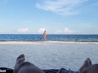 POV: Sexy Naked Blond On Beach Sees My Dick And Can't Resist
