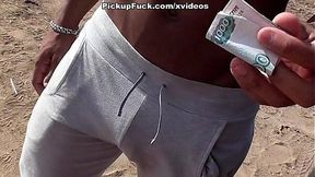 Outdoor amateur girl sucks for cash