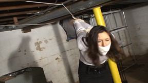 MP4 Format gagged and tight strappado tie in the basement MP4 format