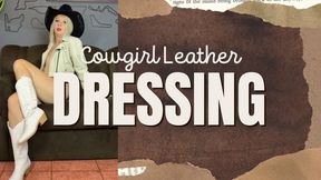 cowgirl in leather dressing