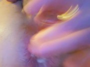Anal masturbation with a glass dildo, lots of hot cream