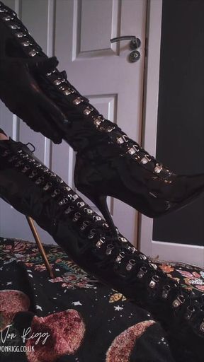Bound for My Boots: Mistress Has You in Steel Handcuffs While She Smokes and Teases You