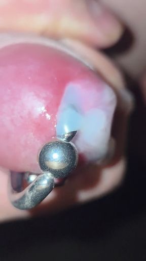 Cum close up big Prince albert piercing