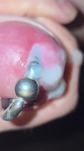 Cum close up big Prince albert piercing