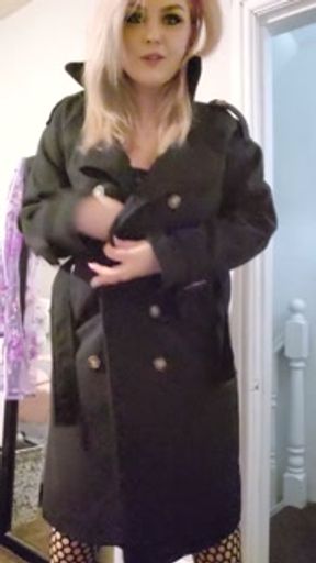 Cheating wife wears only a coat to visit fuck buddy