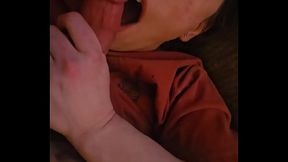 Neighbor's wife gags on big cock and rides it hard