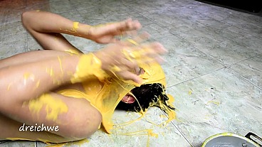 Sticky slime on my face - 1