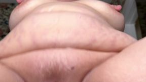 Chubby Asian Latina mature milf riding dildo cumming big nipples tits flapping